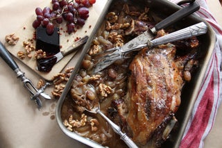 Rose Braised Lamb Shoulder with Crushed Grapes and Toasted Walnuts