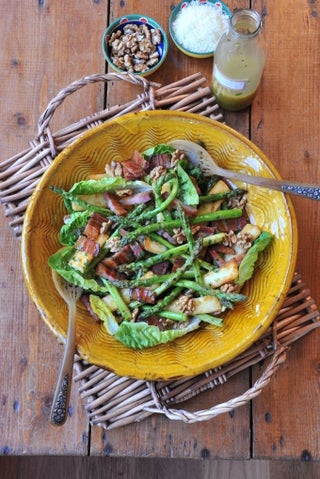 Roasted asparagus and haloumi salad with walnut oil and tarragon dressing 