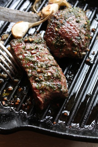 Coriander and Herbed Flat Iron Steaks