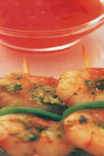 Prawns With Asian Pesto And Chilli  Dipping Sauce