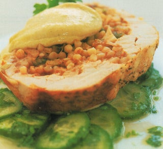 Roast Chicken Stuffed With Nut Studded Couscous