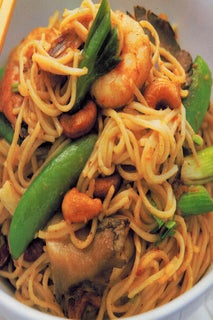 Penang stir-fried prawns and noodles