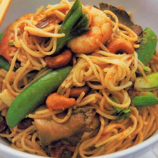 Penang stir-fried prawns and noodles