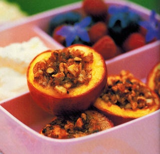 Hazelnut And Vanilla Baked Peaches Or Nectarines
