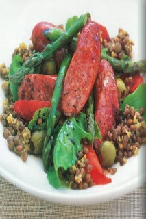 Green Olive And Puy Lentil Salad With Country Pork Sausages