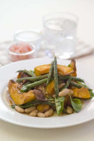 Roast Pumpkin And Bean Salad With Japanese Dressing