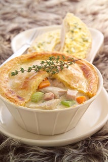 Chicken And Ham Hot Pots With Rich Cheese Pastry