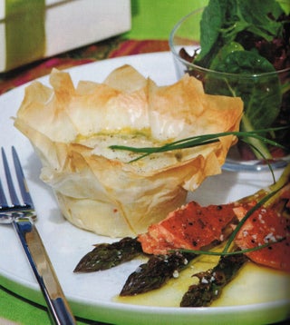 Mini Goat’s Cheese Tarts With Grilled Asparagus