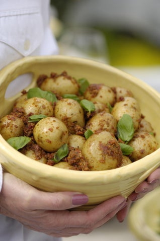 New Potatoes With Sundried Tomato Paste