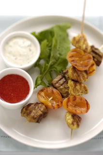 Barbecued Pork Kebabs With Fresh Peaches