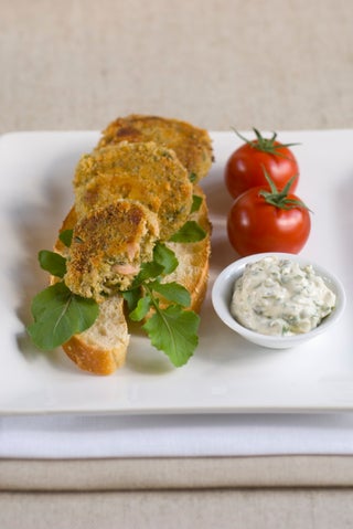 Smoked Fish Felafals With Gherkin And Lemon Mayo