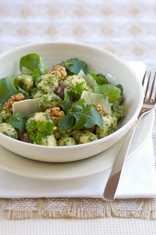 Potato Gnocchi With Rocket, Parsley And Walnut Sauce
