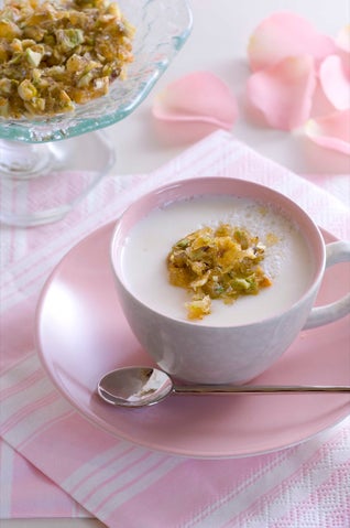 Rosewater Junket With Pistachio Nut Praline