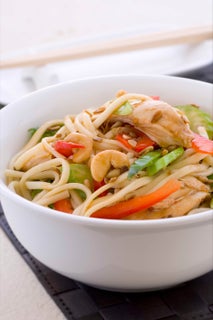 warm chinese chicken and udon salad