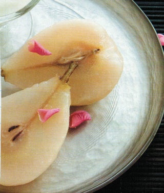 Rose-scented Honey-poached Pears With Pistachio Rice Pudding