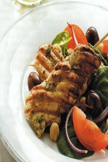 Chicken Za'atar Kebabs On Greek Salad