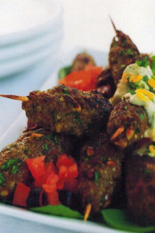 Pistachio And Mint Koftas With Hummus Sauce
