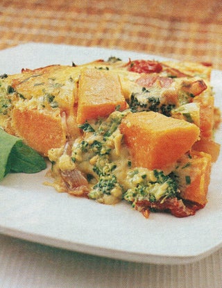 Sweet kumara and Chinese chive frittata