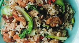 Ginger chicken stir-fried rice with bok choy