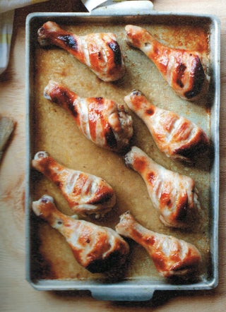 Orange and maple syrup-glazed drumsticks