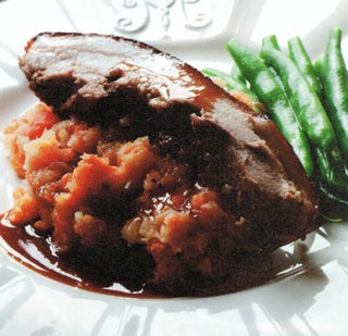 Twice-cooked pork belly with apple syrup and ginger glaze