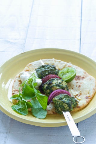Chicken and spinach kebabs