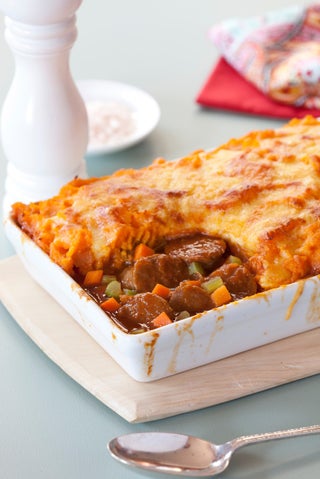 Devilled sausage pie