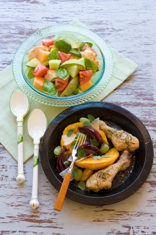 Quick summer chicken and melon salad