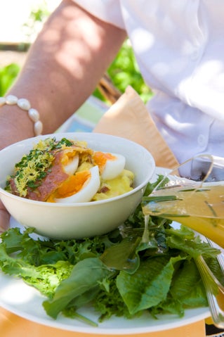 Kumara and smoked fish bake