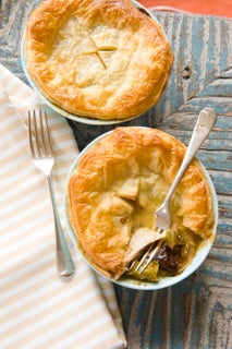 Leek and tarragon chicken pies