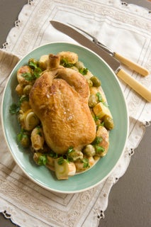 Golden braised chicken with olives