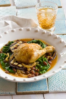 Herbed chicken in quince jus