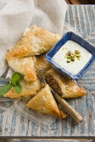 Moroccan lamb filo pies