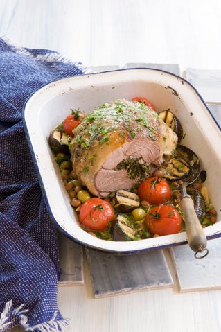 Greek lamb with spinach, pine nuts and feta