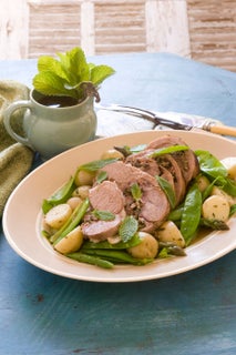 Mint and bacon stuffed lamb