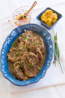 Lamb shoulder chops in port wine jelly gravy