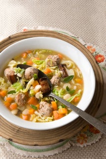 Italian pork meatball and bean hot pot