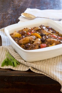 Pork sausage and lentil braise