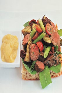 Italian lamb salad with roasted garlic aioli