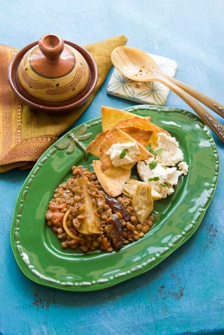 Arabesque lentil and tomato braise with mint labne