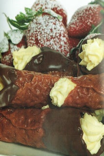 Chocolate cheesecake brandy snap cigars