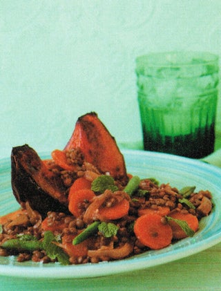 Brown lentil braise