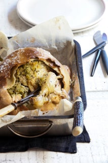 Lemon and thyme salt dough-crusted chicken