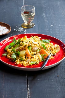 Peppery smoked salmon pilaf