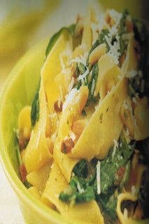 Pancetta, pesto and rocket pappardelle