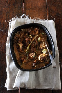 Baked rabbit with thyme and mustard