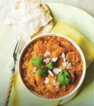 Plantain and lentil curry