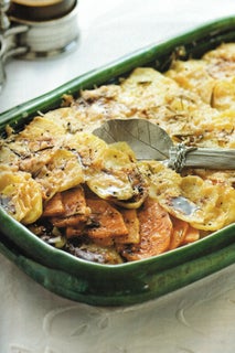Rosemary and balsamic baked potatoes and pumpkin