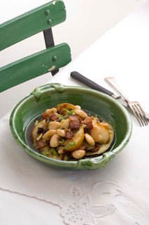 Butter beans with pancetta and balsamic vinegar