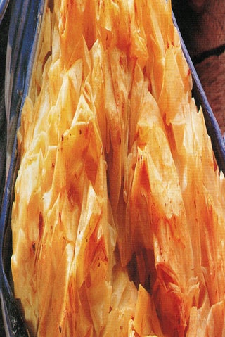 Flaky filo pie top